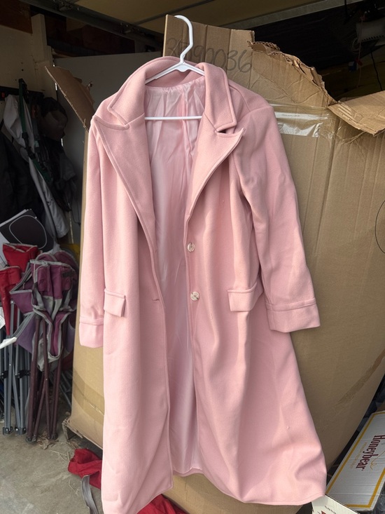 Jackets & Blazers - Classic Long Pink Wool-Blend Coat